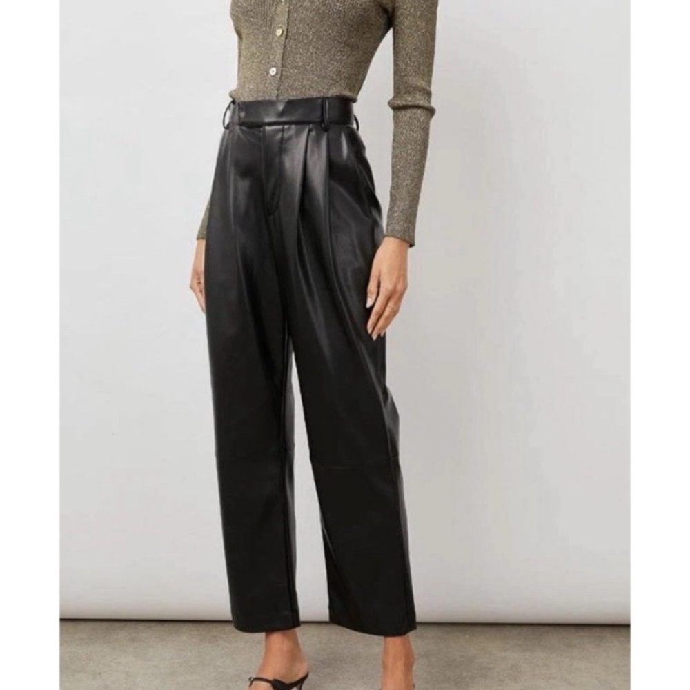 Rails Jo Pant Black Vegan Leather Straight Leg High Waisted Tapered Leg Pants 8